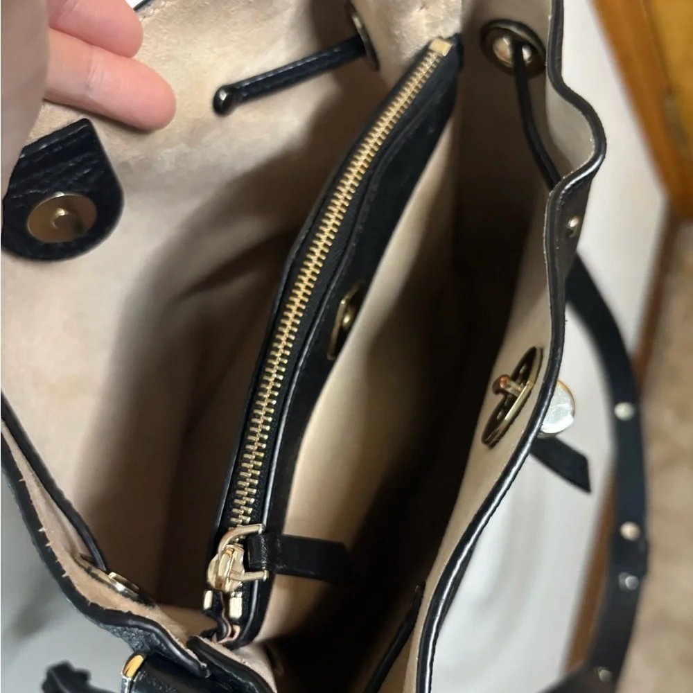 Kate Spade Black Pebble Leather Bucket Bag